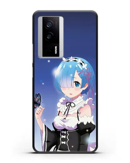 Чехол аниме Re:zero жизнь с нуля - Рем с бабочкой силиконовый для Xiaomi Poco F5 Pro