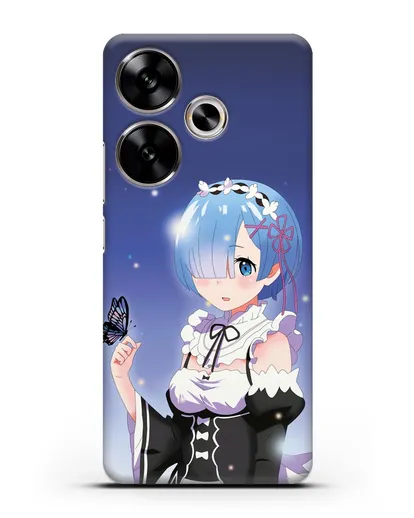 Чехол аниме Re:zero жизнь с нуля - Рем с бабочкой силиконовый для Xiaomi Poco F6