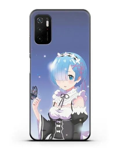Чехол аниме Re:zero жизнь с нуля - Рем с бабочкой силиконовый для Xiaomi Poco M3 Pro