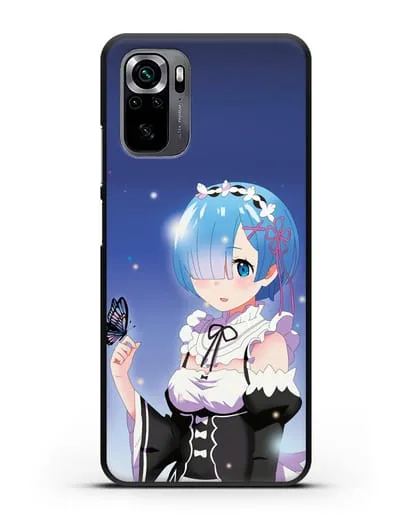 Чехол аниме Re:zero жизнь с нуля - Рем с бабочкой силиконовый для Xiaomi Poco M5s