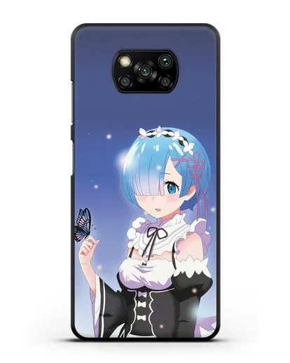 Чехол аниме Re:zero жизнь с нуля - Рем с бабочкой силиконовый для Xiaomi Poco X3 Pro
