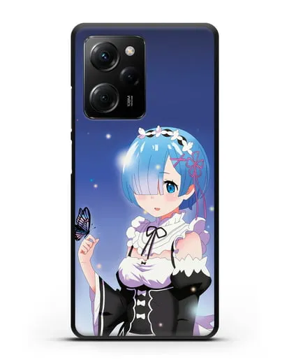 Чехол аниме Re:zero жизнь с нуля - Рем с бабочкой силиконовый для Xiaomi Poco X5 Pro