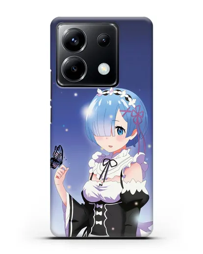 Чехол аниме Re:zero жизнь с нуля - Рем с бабочкой силиконовый для Xiaomi Poco X6