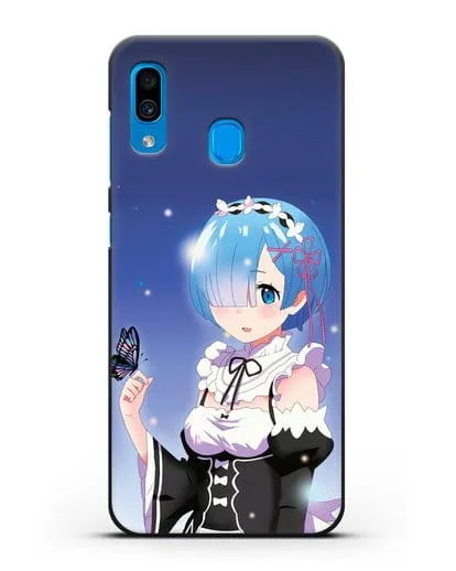 Чехол аниме Re:zero жизнь с нуля - Рем с бабочкой силиконовый для Samsung Galaxy A30 [SM-A305FN]