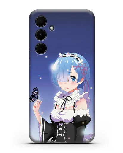 Чехол аниме Re:zero жизнь с нуля - Рем с бабочкой силиконовый для Samsung Galaxy A35 [SM-A356]