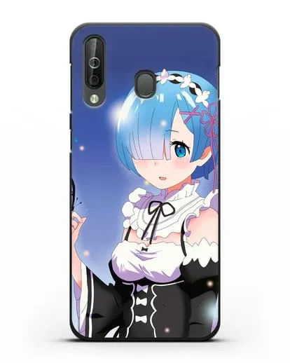 Чехол аниме Re:zero жизнь с нуля - Рем с бабочкой силиконовый для Samsung Galaxy A40s [SM-A507FN]