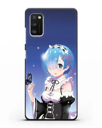Чехол аниме Re:zero жизнь с нуля - Рем с бабочкой силиконовый для Samsung Galaxy A41 [SM-A415F]