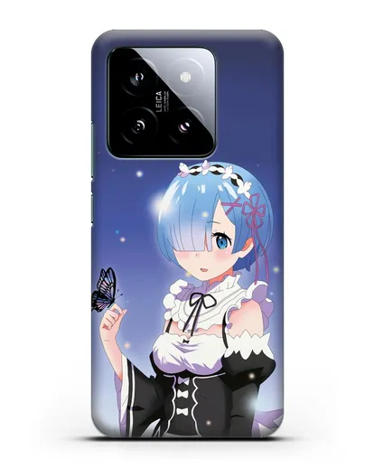 Чехол аниме Re:zero жизнь с нуля - Рем с бабочкой силиконовый для Xiaomi 14