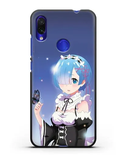 Чехол аниме Re:zero жизнь с нуля - Рем с бабочкой силиконовый для Xiaomi Redmi Note 7