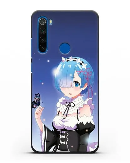 Чехол аниме Re:zero жизнь с нуля - Рем с бабочкой силиконовый для Xiaomi Redmi Note 8