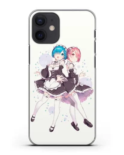 Чехол аниме Re:zero жизнь с нуля - Рем и Рам силиконовый для iPhone 12 mini