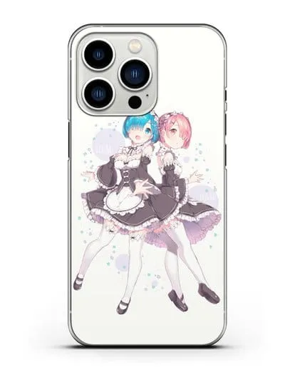 Чехол аниме Re:zero жизнь с нуля - Рем и Рам силиконовый для iPhone 13 Pro