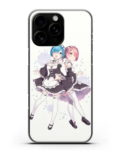 Чехол аниме Re:zero жизнь с нуля - Рем и Рам силиконовый для iPhone 16 Pro Max