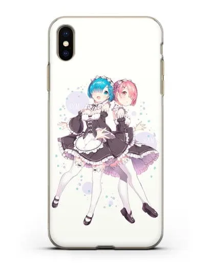 Чехол аниме Re:zero жизнь с нуля - Рем и Рам силиконовый для iPhone XS Max