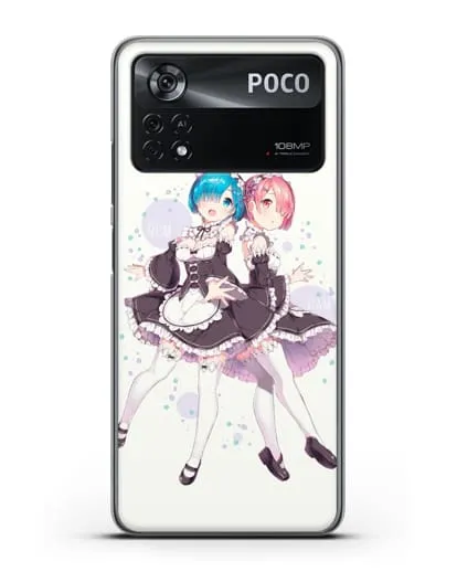 Чехол аниме Re:zero жизнь с нуля - Рем и Рам силиконовый для Xiaomi Poco X4 Pro
