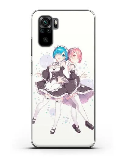 Чехол аниме Re:zero жизнь с нуля - Рем и Рам силиконовый для Xiaomi Redmi Note 10