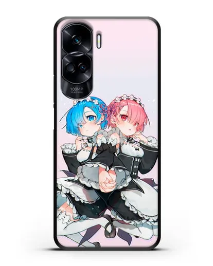 Чехол аниме Re:zero жизнь с нуля - Рем и Рам горничные силиконовый для Honor 90 Lite