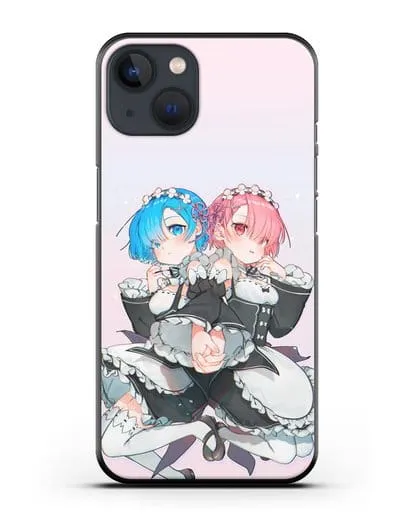 Чехол аниме Re:zero жизнь с нуля - Рем и Рам горничные силиконовый для iPhone 13 Mini