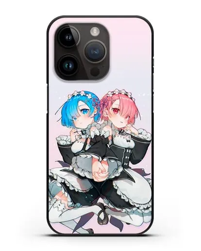 Чехол аниме Re:zero жизнь с нуля - Рем и Рам горничные силиконовый для iPhone 14 Pro