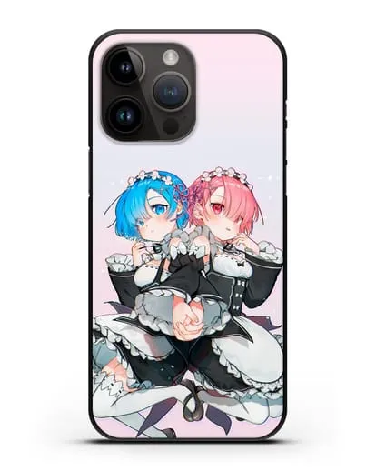 Чехол аниме Re:zero жизнь с нуля - Рем и Рам горничные силиконовый для iPhone 14 Pro Max