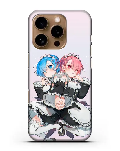 Чехол аниме Re:zero жизнь с нуля - Рем и Рам горничные силиконовый для iPhone 16 Pro