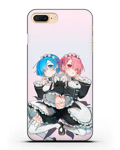 Чехол аниме Re:zero жизнь с нуля - Рем и Рам горничные силиконовый для iPhone 7 Plus
