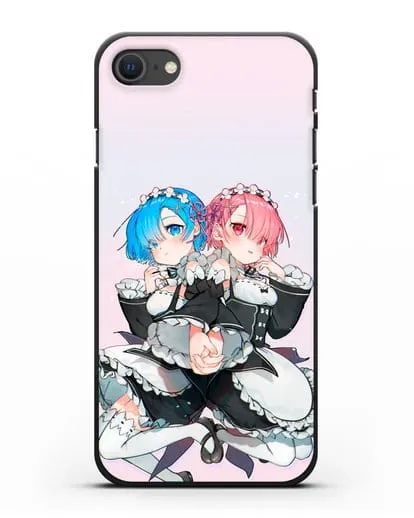 Чехол аниме Re:zero жизнь с нуля - Рем и Рам горничные силиконовый для iPhone SE 2020
