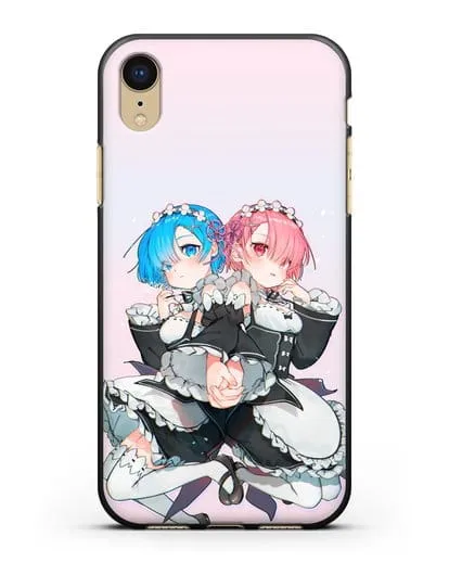 Чехол аниме Re:zero жизнь с нуля - Рем и Рам горничные силиконовый для iPhone XR