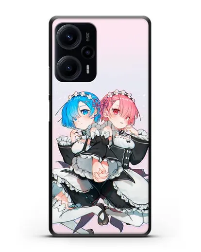 Чехол аниме Re:zero жизнь с нуля - Рем и Рам горничные силиконовый для Xiaomi Poco F5