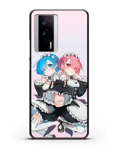 Чехол аниме Re:zero жизнь с нуля - Рем и Рам горничные силиконовый для Xiaomi Poco F5 Pro