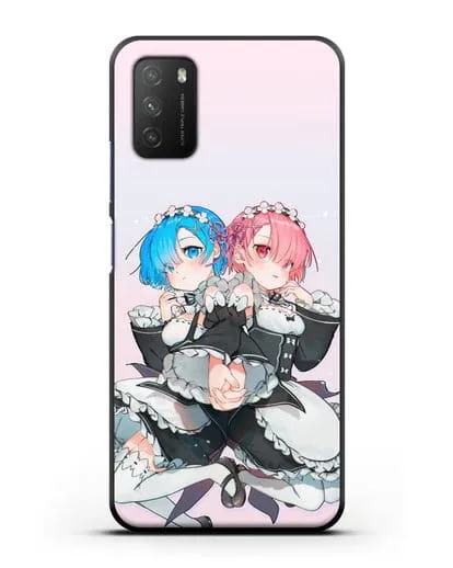 Чехол аниме Re:zero жизнь с нуля - Рем и Рам горничные силиконовый для Xiaomi Poco M3