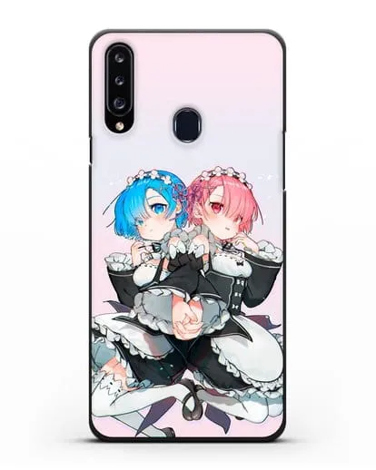 Чехол аниме Re:zero жизнь с нуля - Рем и Рам горничные силиконовый для Samsung Galaxy A20s [SM-A207FN]