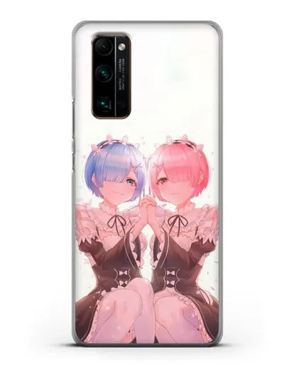 Чехол аниме Re:zero жизнь с нуля - Рем и Рам близняшки силиконовый для Honor 30 Pro Plus