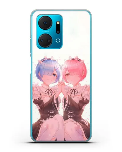Чехол аниме Re:zero жизнь с нуля - Рем и Рам близняшки силиконовый для Honor X7a Plus