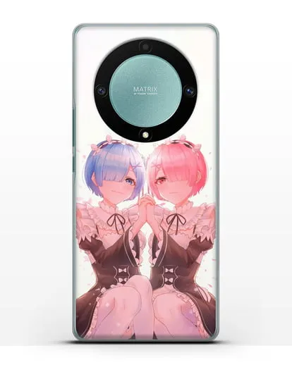 Чехол аниме Re:zero жизнь с нуля - Рем и Рам близняшки силиконовый для Honor X9a