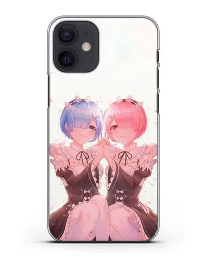Чехол аниме Re:zero жизнь с нуля - Рем и Рам близняшки силиконовый для iPhone 12 mini