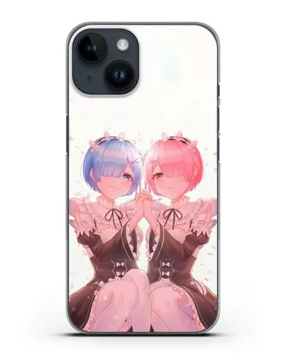 Чехол аниме Re:zero жизнь с нуля - Рем и Рам близняшки силиконовый для iPhone 14