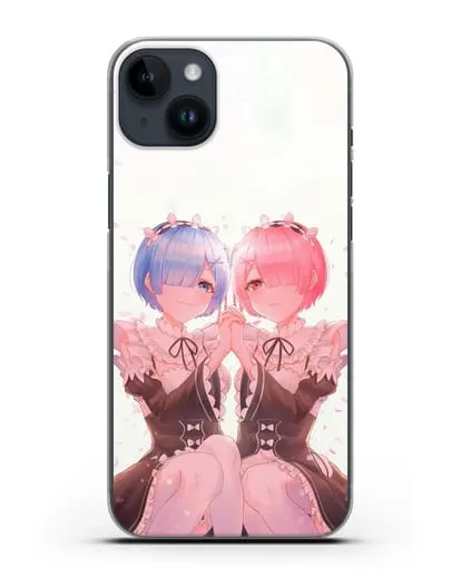Чехол аниме Re:zero жизнь с нуля - Рем и Рам близняшки силиконовый для iPhone 14 Plus