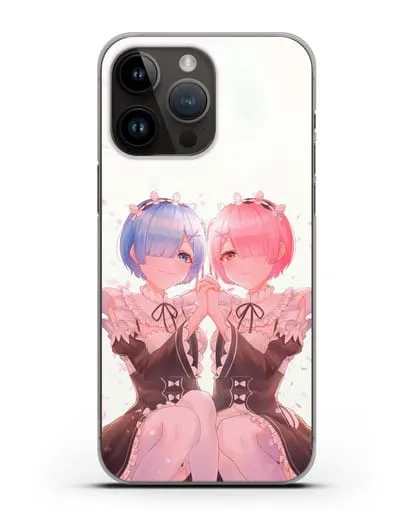 Чехол аниме Re:zero жизнь с нуля - Рем и Рам близняшки силиконовый для iPhone 14 Pro Max