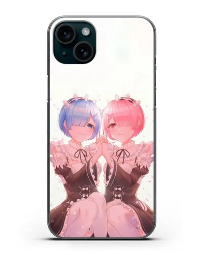 Чехол аниме Re:zero жизнь с нуля - Рем и Рам близняшки силиконовый для iPhone 15 Plus