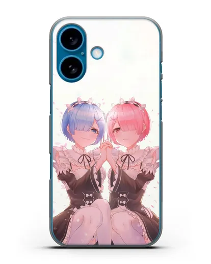 Чехол аниме Re:zero жизнь с нуля - Рем и Рам близняшки силиконовый для iPhone 16