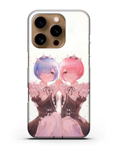 Чехол аниме Re:zero жизнь с нуля - Рем и Рам близняшки силиконовый для iPhone 16 Pro