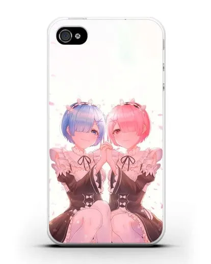 Чехол аниме Re:zero жизнь с нуля - Рем и Рам близняшки силиконовый для iPhone 4/4s