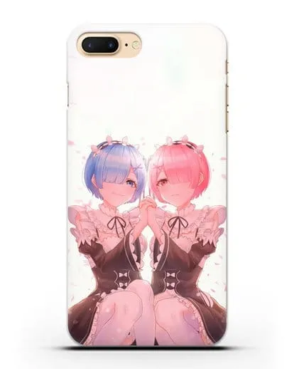 Чехол аниме Re:zero жизнь с нуля - Рем и Рам близняшки силиконовый для iPhone 7 Plus