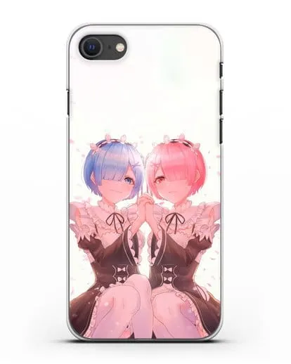 Чехол аниме Re:zero жизнь с нуля - Рем и Рам близняшки силиконовый для iPhone SE 2020