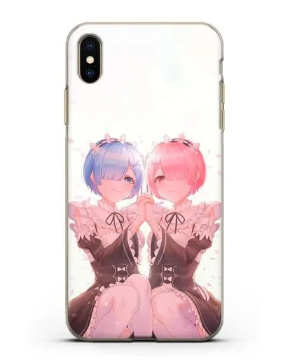 Чехол аниме Re:zero жизнь с нуля - Рем и Рам близняшки силиконовый для iPhone XS Max