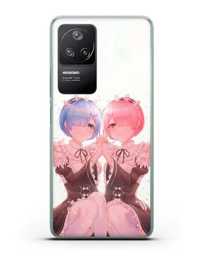 Чехол аниме Re:zero жизнь с нуля - Рем и Рам близняшки силиконовый для Xiaomi Poco F4