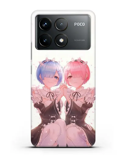 Чехол аниме Re:zero жизнь с нуля - Рем и Рам близняшки силиконовый для Xiaomi Poco F6 Pro