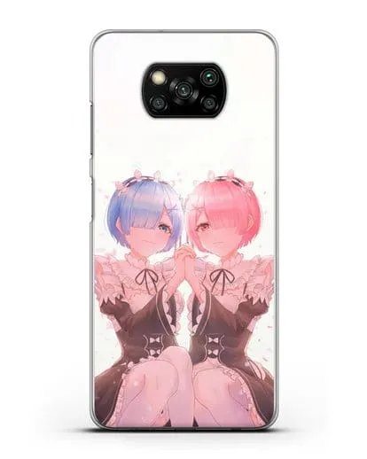 Чехол аниме Re:zero жизнь с нуля - Рем и Рам близняшки силиконовый для Xiaomi Poco X3 Pro