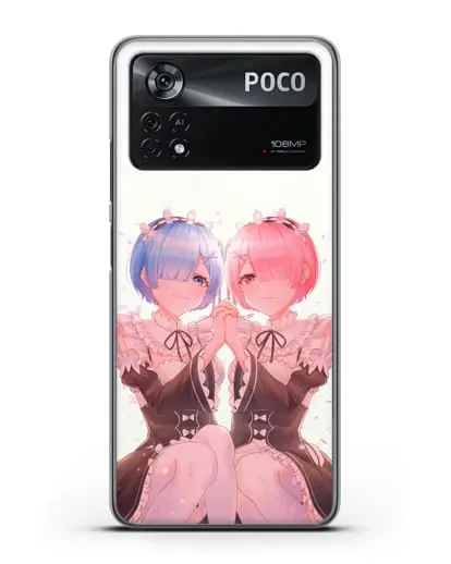 Чехол аниме Re:zero жизнь с нуля - Рем и Рам близняшки силиконовый для Xiaomi Poco X4 Pro